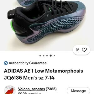 adidas AE 1 Low Metamorphosis Sneakers in Iridescent Teal, Black & Neon Green